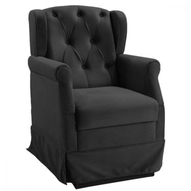 Imagem de Poltrona Para Amamentação Com Balanço Ternura Veludo Preto Preto