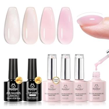 Imagem de beetles Gel Polish Kit De Unhas Em Hema Free Builder 7 1 Jelly Nude Glitter Rosa Para Fortalecimento E Extensão Com Base Top Coat Conjuntos Presente Beleza Iniciantes Mulheres