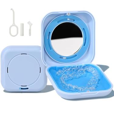 Imagem de HEMILAB® Capa retentora, estojo alinhador fino com orifícios de ventilação, compatível com Invisalign, estojo protetor de boca com espelho, estojo de retentor ortodôntico fofo com ferramenta de