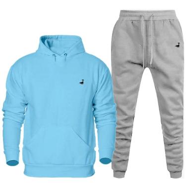 Imagem de Conjunto de Moletom Blusa e Calça Masculino Flanelado 50% Poliester 50% Algodao Inverno Macio