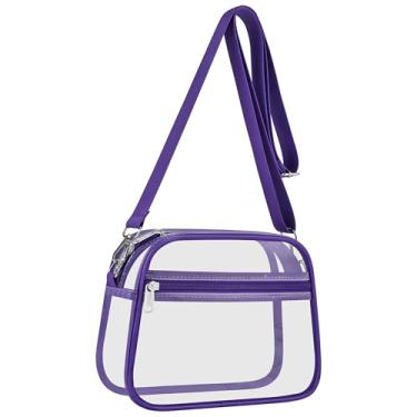 Imagem de USPECLARE Bolsa transparente para eventos em estádios, bolsas transparentes para fãs de esportes, bolsa transversal transparente para shows e festivais, Roxa, Large