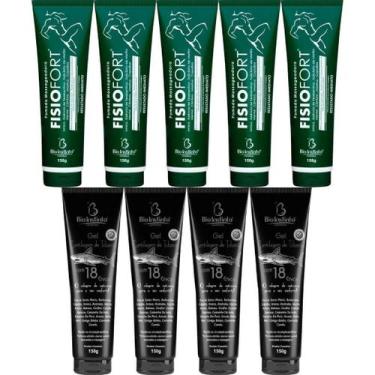 Imagem de Kit 5 Pomada Fisiofort 150G 4 Gel Cartilagem De Tubarão 150G - Bio Ins