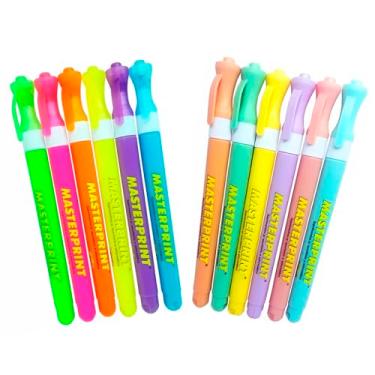 Imagem de Kit 12 Canetas Marca Texto Slim Masterprint Neon + Pastel