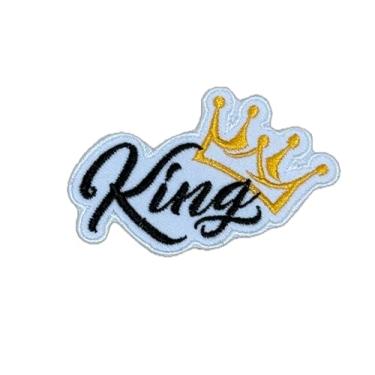 Imagem de CLOVER INTER Emblema bordado King Patch Iron on Patch para jeans, roupas, bolsas, jaquetas, bonés