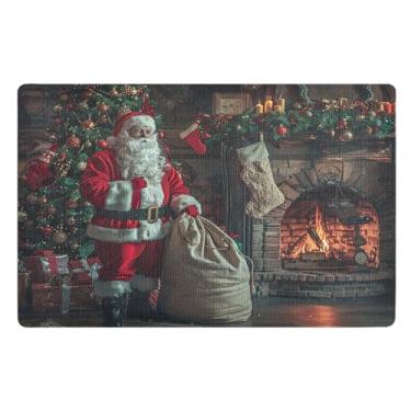 Imagem de SEHANY Tapete de porta de inverno Papai Noel Natal para todos os climas, impermeável, secagem rápida, bem-vindo, tapete de entrada antiderrapante, tapete decorativo de poliéster para entrada, varanda
