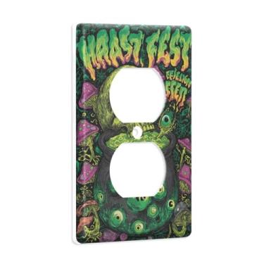 Imagem de Blueangle Placa de parede frente e verso para festa de Halloween, tamanho padrão, placas de cobertura de tomada elétrica de 1 gangue para decoração de quarto de escritório em casa, 4,53 x 2,76