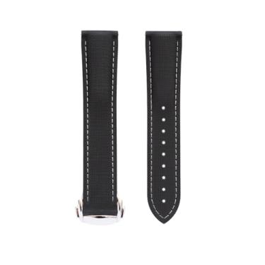 Imagem de Pulseiras de relógio com textura de lona de borracha fluoro para relógios Omega Speedmaster, pulseira de reposição texturizada de 20 mm, 21 mm, 22 mm, para Omega com fecho de distribuição, pulseira