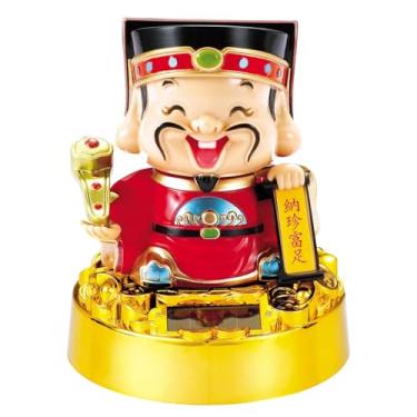 Imagem de FENNYYAR Escultura em estilo chinês Ornamentos do Deus da Riqueza, 10 cm, decoração de mesa de escritório para carro, artesanato