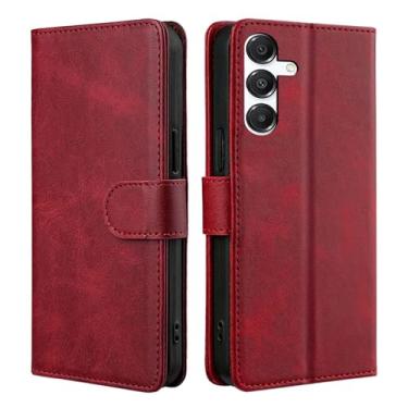 Imagem de Capa carteira para Samsung Galaxy A16 5G com suporte para cartão com bloqueio de RFID, capa protetora de couro PU mulheres homens para Samsung A16 (vermelho)