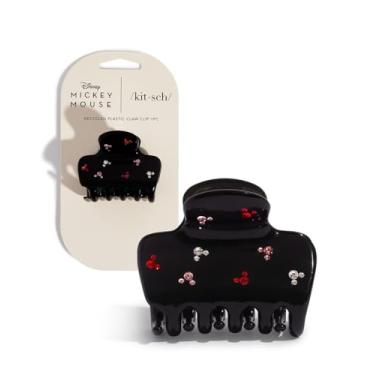 Imagem de Kitsch & Garra de cabelo Mickey/Minnie com strass, grampos fofos e elegantes para meninas, ótimo para todos os tipos de cabelo, plástico reciclado | Presentes ideais para mulheres - 1 peça (preto)