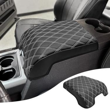 Imagem de KBH Capa de apoio de braço para console central para Ford F250 F350 F450 F550 2011-2016, console de assento de balde, protetor de tampa do console médio, almofada de caixa de descanso de braço