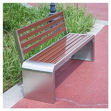 Imagem de Banco de jardim ao ar livre banco de parque, bancos de pátio para ambientes externos, assento de ripas, cadeira de banco de móveis de pátio, moldura de metal, para varanda frontal, quintal, deck