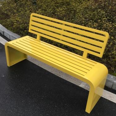 Imagem de Banco de jardim de pátio externo de metal, parque de namoradeira resistente com banco de encosto, bancos de parque ao ar livre para todos os climas, à prova de intempéries, para banhos de sol, pátio