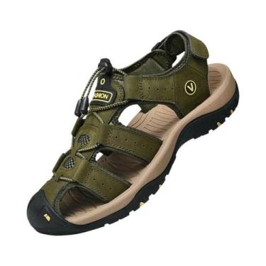 Imagem de Sandálias Masculinas de Couro Genuíno Plus Size - Sapatos Casuais para