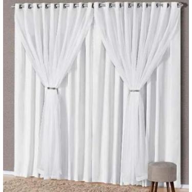 Imagem de Cortina Microfibra com voil 9,00x2,80 Para Varão Simples - Ludatex, Br