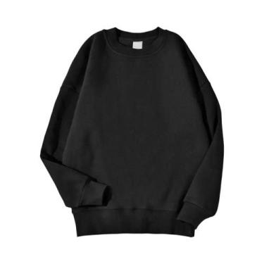 Imagem de Moletom Feminino Oversize De Fleece Quente E Macio Com Gola Redonda, C