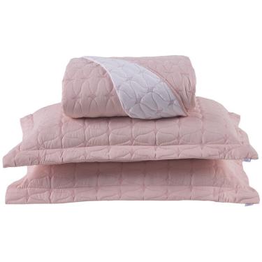 Imagem de Cobre Leito 3 Peças Casal Percal 200 Fios Cristal 100% Poliéster - Rose