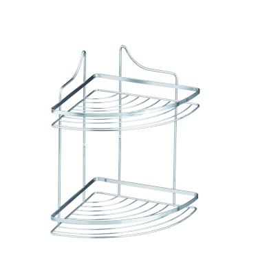 Imagem de Porta Shampoo de Canto Duplo Laminado Suporte Cromado Organização Banheiro