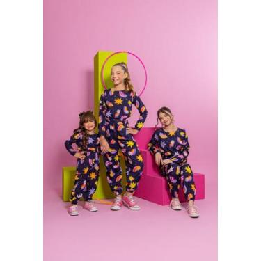 Imagem de Conjunto Infantil Menina Estampado Arco Íris - Blusa Manga Longa e Cal