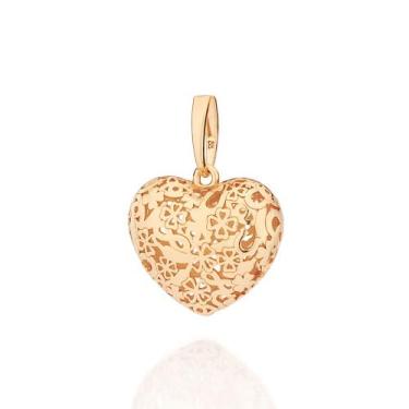 Imagem de Maxi Pingente Coração Detalhes Banhado Ouro Rommanel 542989 Cor:Dourad