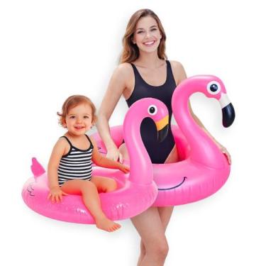 Imagem de Kit Boias Infláveis Irmãs Flamingo Gigante + Infantil - Importado