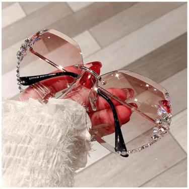 Imagem de Óculos de Sol Feminino UV400 Lente Gradiente Detalhes Strass - Vizzano