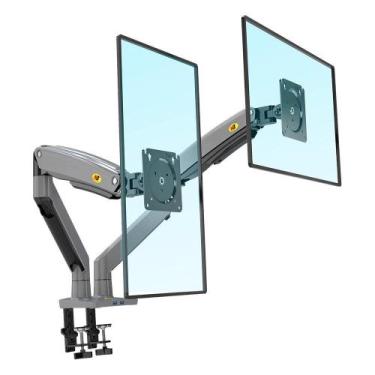 Imagem de Suporte para 2 Monitores North Bayou, 22 a 32", Pistão a Gás, Morsa - 