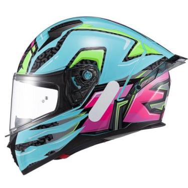 Imagem de Capacete Texx Raptor Arcade, Azul/Verde, 58