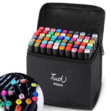 Imagem de Kit Canetas Touch Marcador 60 Cores Para Colorir Desenhos e Ilustraçõe