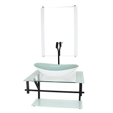 Imagem de GABINETE DE VIDRO PARA BANHEIRO 60CM AP CUBA OVAL BRANCO