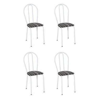 Imagem de Conjunto 4 Cadeiras Hécate Branco E Preto Listrado - Artefamol