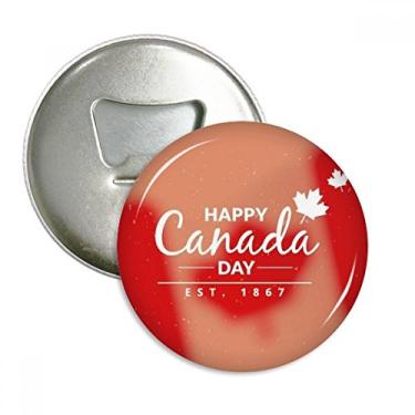 Imagem de Emblema multifuncional Maple Leaf Happy Canada Day 4 de julho com slogan abridor de garrafas e ímã de geladeira