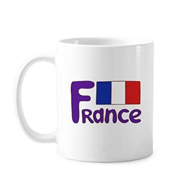 Imagem de Caneca de cerâmica com bandeira nacional da França com padrão azul cerâmica xícara de café e porcelana