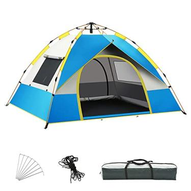 Imagem de Chusui Barraca de camping Dome para 3-4 pessoas Barraca de instalação rápida ao ar livre à prova de vento e à prova de chuva Abrigo de proteção a com 2 portas e 2 janelas para acampamento a