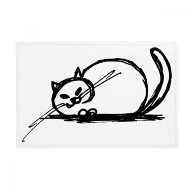 Imagem de DIYthinker Tapete para porta de banheiro com linha louca de gato pesado encaracolado antiderrapante