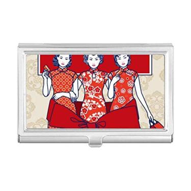 Imagem de Carteira de bolso com porta-cartões da mulher vermelha da cultura chinesa