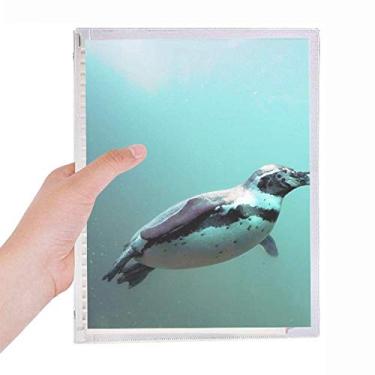 Imagem de Caderno aquático da Antártica com desenho de pinguim e ciência da natureza, diário de folhas soltas recarregável, papelaria
