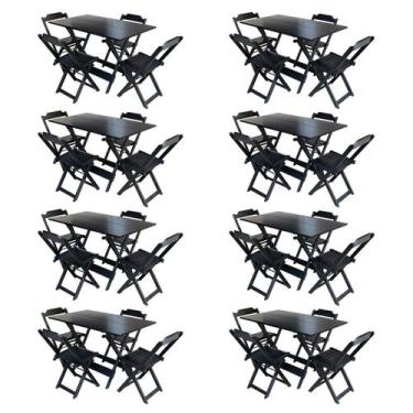Imagem de Kit 8 Jogos De Mesa Com 4 Cadeiras De Madeira Dobravel 120X70 Para Bar