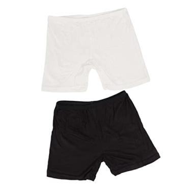 Imagem de OFFSCH 2 Unidades calça de seda gelada calças de segurança leggings curtas para mulheres calções de baixo cuecas curtas cintura alta calção calças de uma peça branco