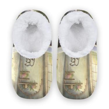 Imagem de CHIFIGNO Chinelo branco vintage para banheira, chinelos femininos tamanho 6, chinelos de quarto M-XXL, Banheira vintage 40, Large
