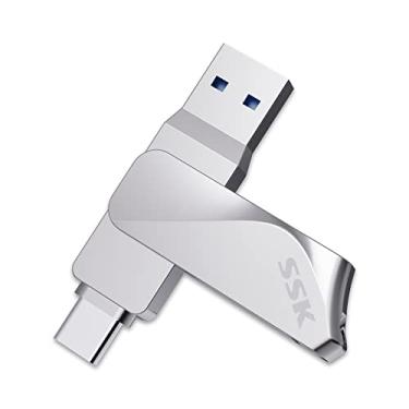 Imagem de SSK Pen Drive USB C de 256 GB Dual Drive 2 em 1 OTG USB A 3.2 + Pen Drive Tipo C, Thunderbolt Pendrive até 200 MB/s Velocidade de Transferência Photo Stick para telefones Android/Tablets/Mac/Laptop