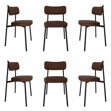 Imagem de Cadeira Fixa com 4 Pés 50 X 44,7 X 83,8 Cm com 6 Unidades Alloa Whisky/Preto Epoxi