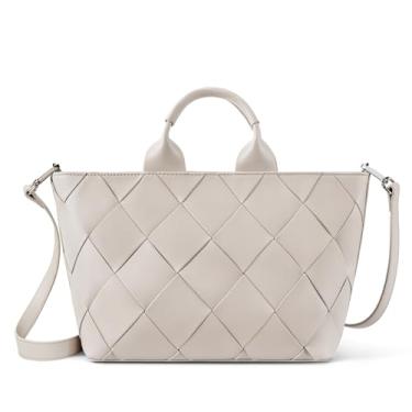 Imagem de BOSTANTEN Bolsa feminina de tecido com alça superior e bolsas de ombro a tiracolo com zíper, Cinza claro, Malas de Mão