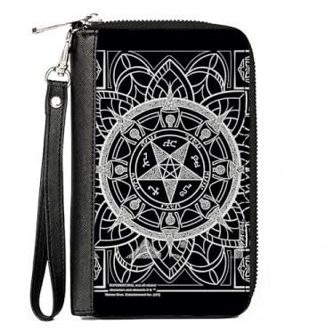 Imagem de Buckle-Down Carteira feminina de poliuretano com zíper retangular - Sobrenatural, 19 x 11 cm