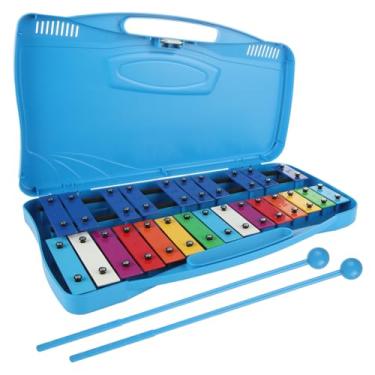 Imagem de 25 notas xilofone barras de metal multicoloridas glockenspiel xilofone com 2 peças de martelo seguro para crianças, instrumento xilofone ensino de música, presentes