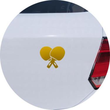 Imagem de Adesivo de Carro Raquetes de Tênis de Mesa Ping Pong - Cor Dourado - M