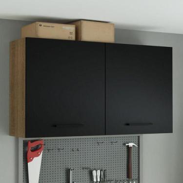 Imagem de Armário Aéreo Multiuso 120cm 2 Portas Rustic/Preto Agata Madesa, Rusti