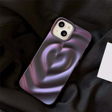 Imagem de Capa de telefone com coração amoroso plissado 3D brilhante para iPhone 15 11 12 13 14 Pro Max Candy Color Wave Shape Creative Soft Back Cover, S8, para iphone 12Pro Max