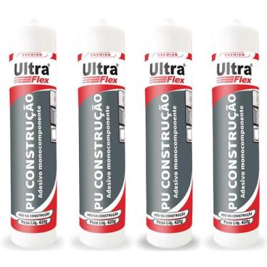 Imagem de Kit 4 Selante Vedante Poliuretano PU Ultraflex Bege Bisnaga 400g ITW