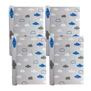 Imagem de 4 Rolos Adesivo Decorativo Parede Nuvens 45cmX5m PVC Vinil - Inter.P